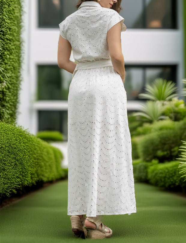 VESTIDO OJALILLO ESTILO CAMISERO BLANCO