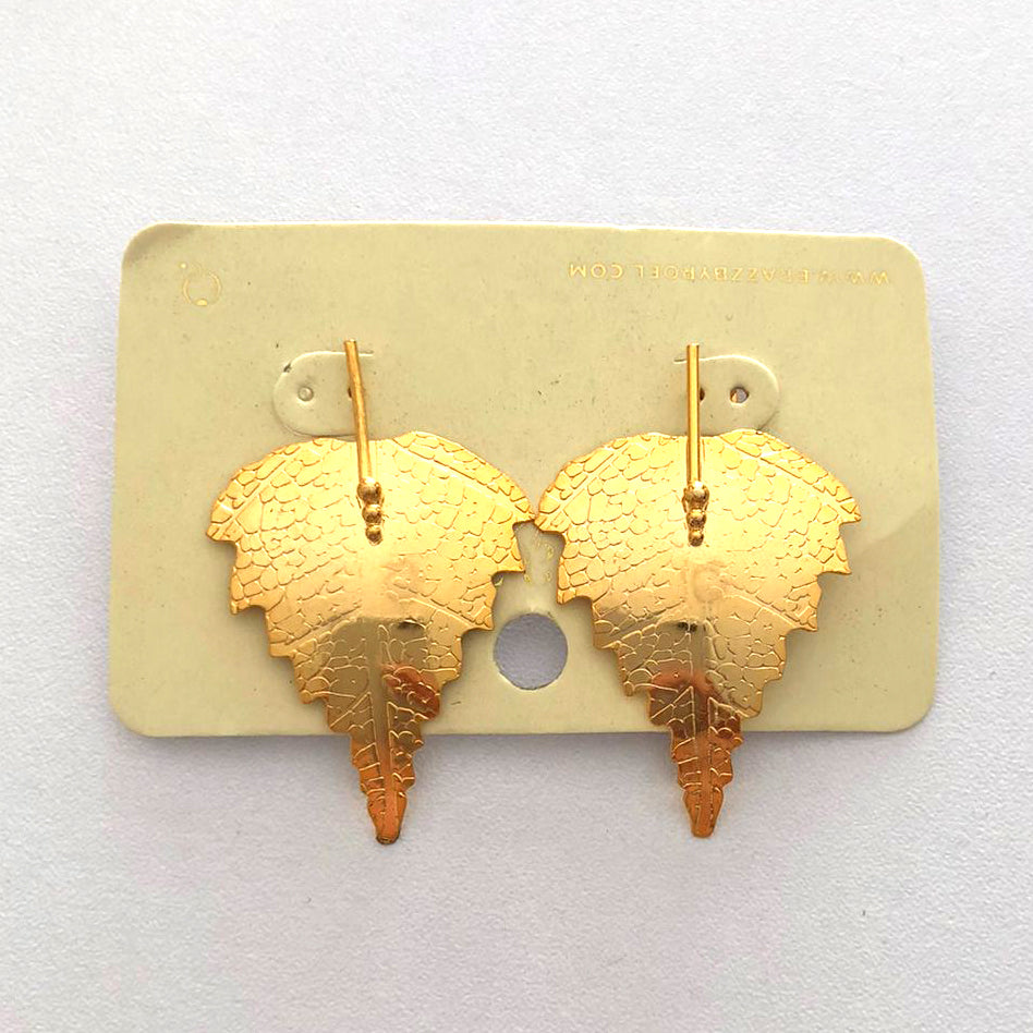 Aretes Hoja Dorada Texturizada