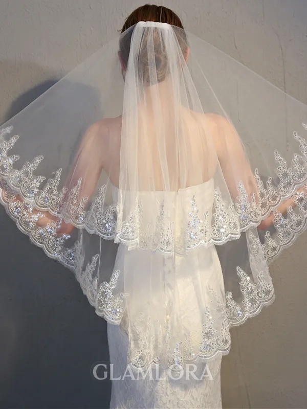 VELO DE NOVIA DE DOS CAPAS CON ENCAJE