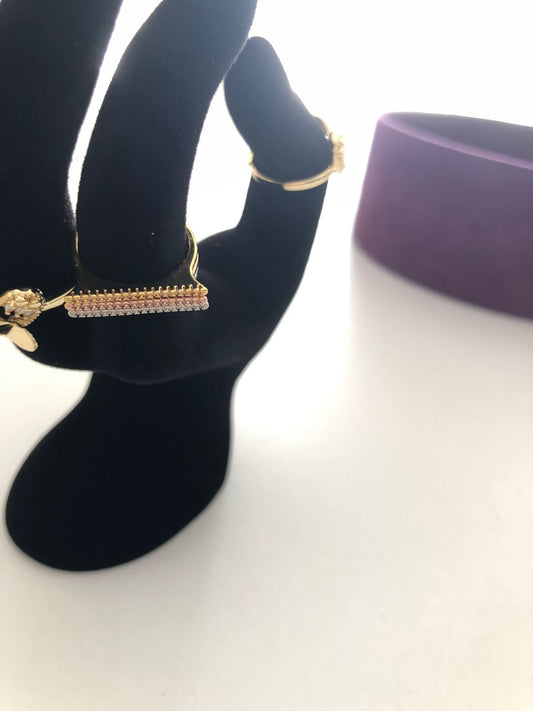 Set Trío de Anillos Rectángulo Brillante