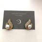 Aretes Ola Dorada con Perla y Cristales