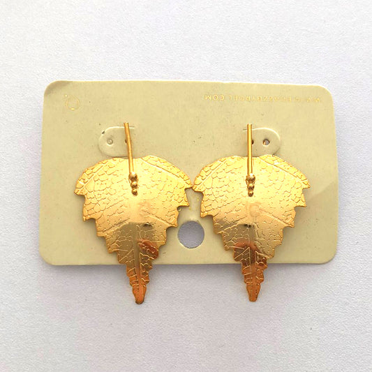 Aretes Hoja Dorada Texturizada