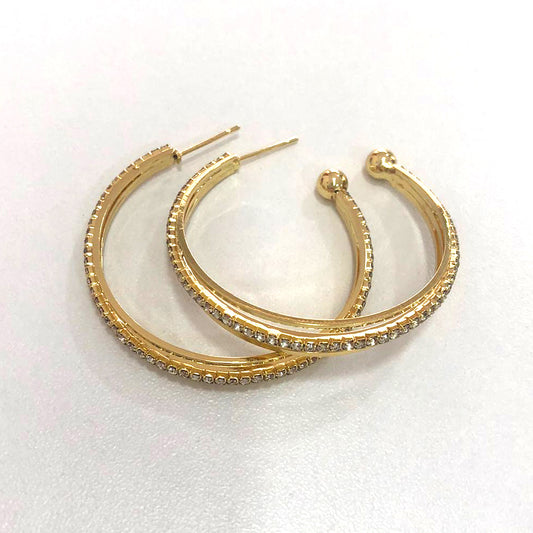 Aros Dorados con Brillo de Cristales