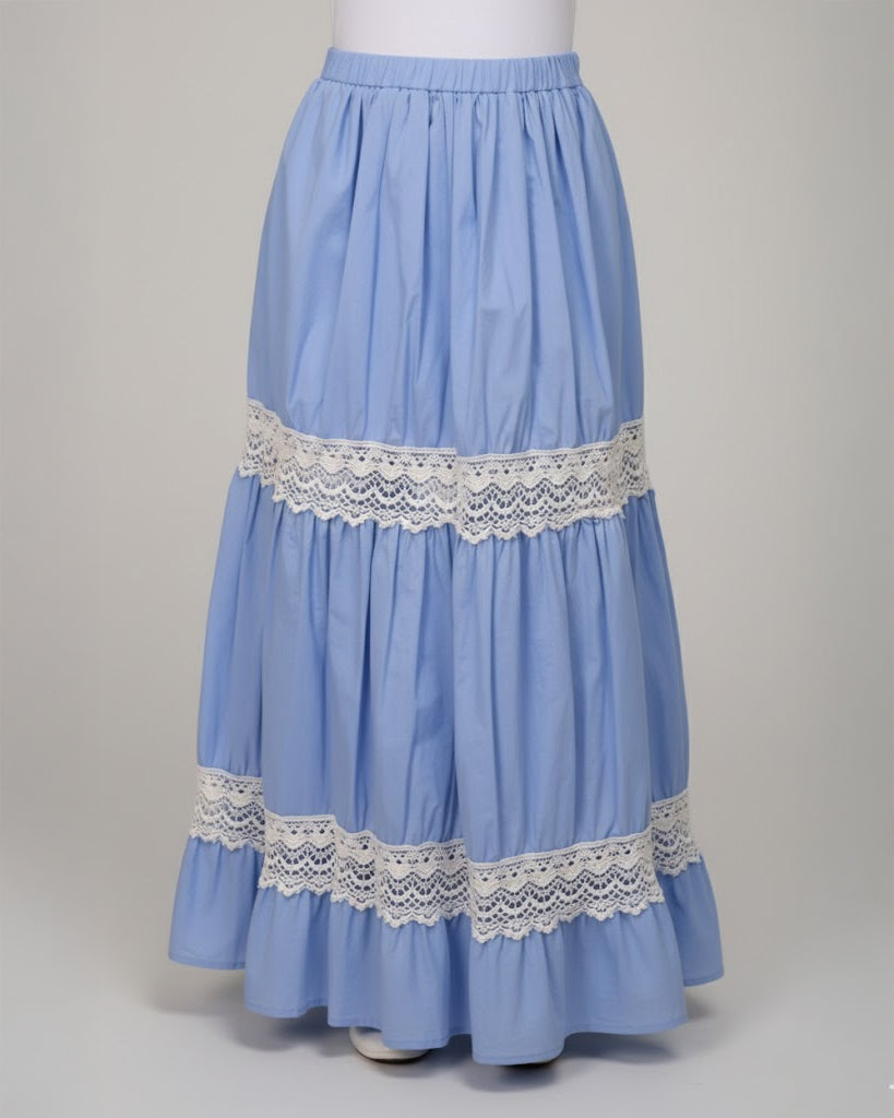 Falda Toscana Encaje Azul