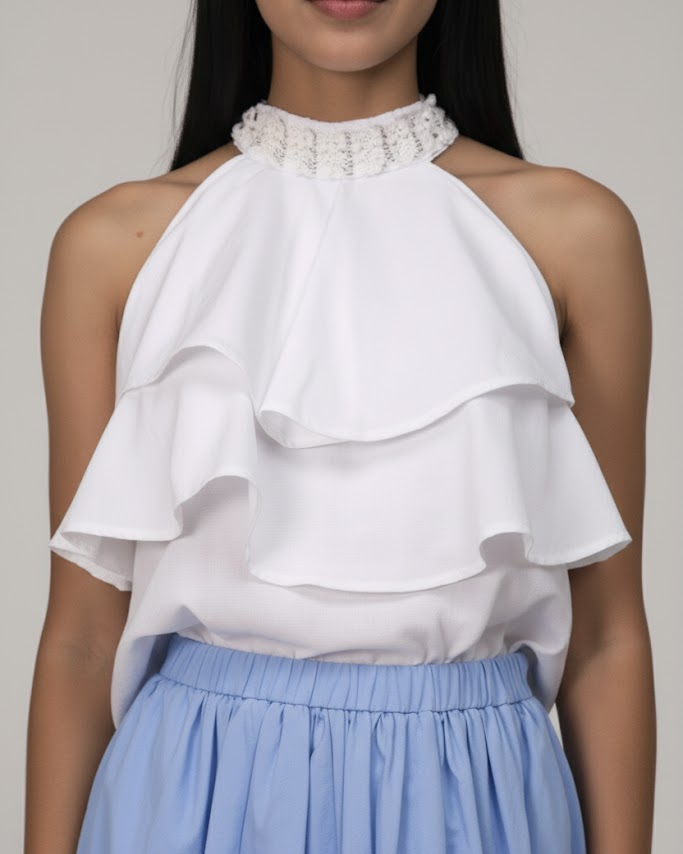 Blusa Aurora Halter Blanca