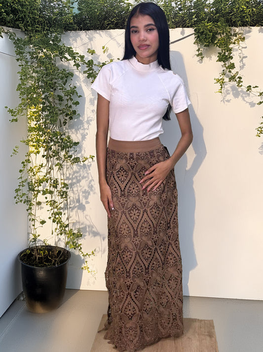 FALDA GUIPUR MARRÓN