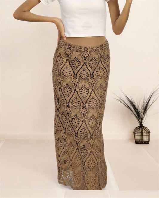 FALDA GUIPUR MARRÓN