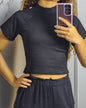 Blusa Crop con Botones Dorados